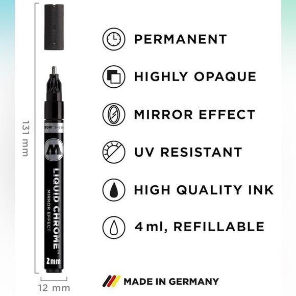 Molotow Liquid Chrome Marker, 2 mm, with Special Ink Mirror Effect. 3 pack. NIB! - Picture 3 of 16